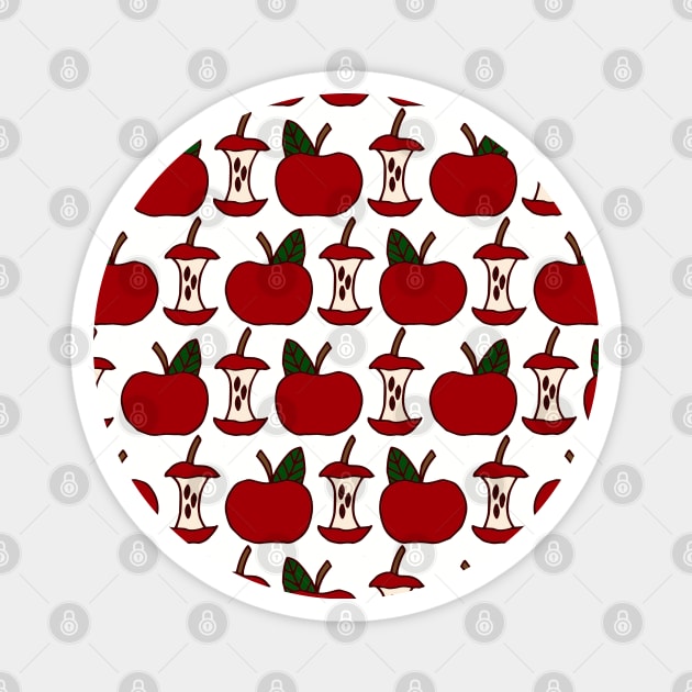 Apples and Apple Cores | Red Apples | Apple Pattern Magnet by HLeslie Design